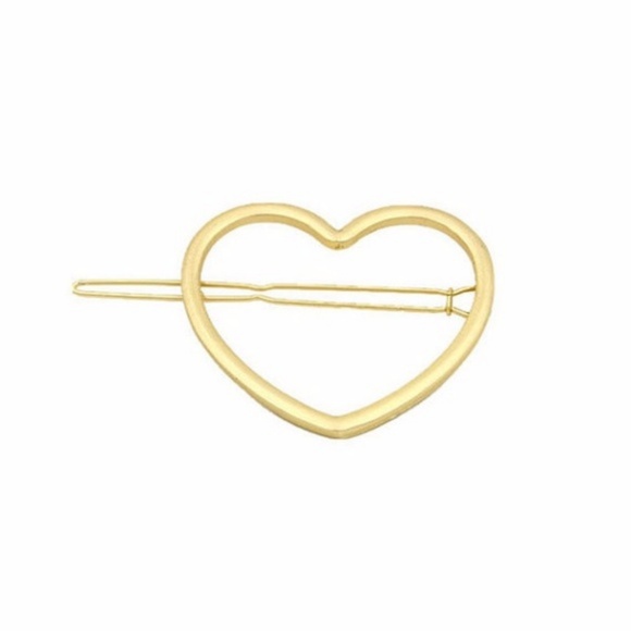 Barrette Snap Hair Clip Gold Heart - Picture 2 of 5